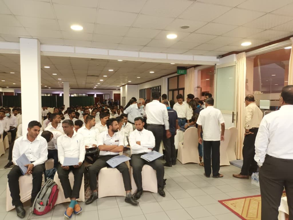Candidates with folders during Turkey overseas recruitment interviews